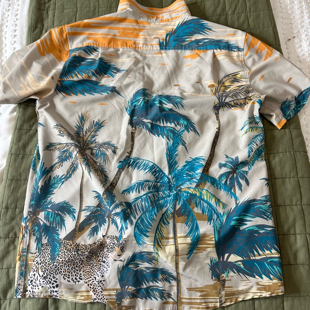 Men's Tropical Print Casual Button Down Shirt - Multicolor - Picture 4 of 4